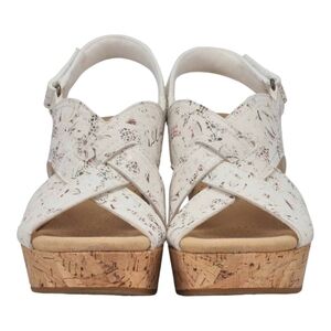 Clarks Collection‎ Leather/Textile Cork Wedges Rose Erin Pink Floral - 12W